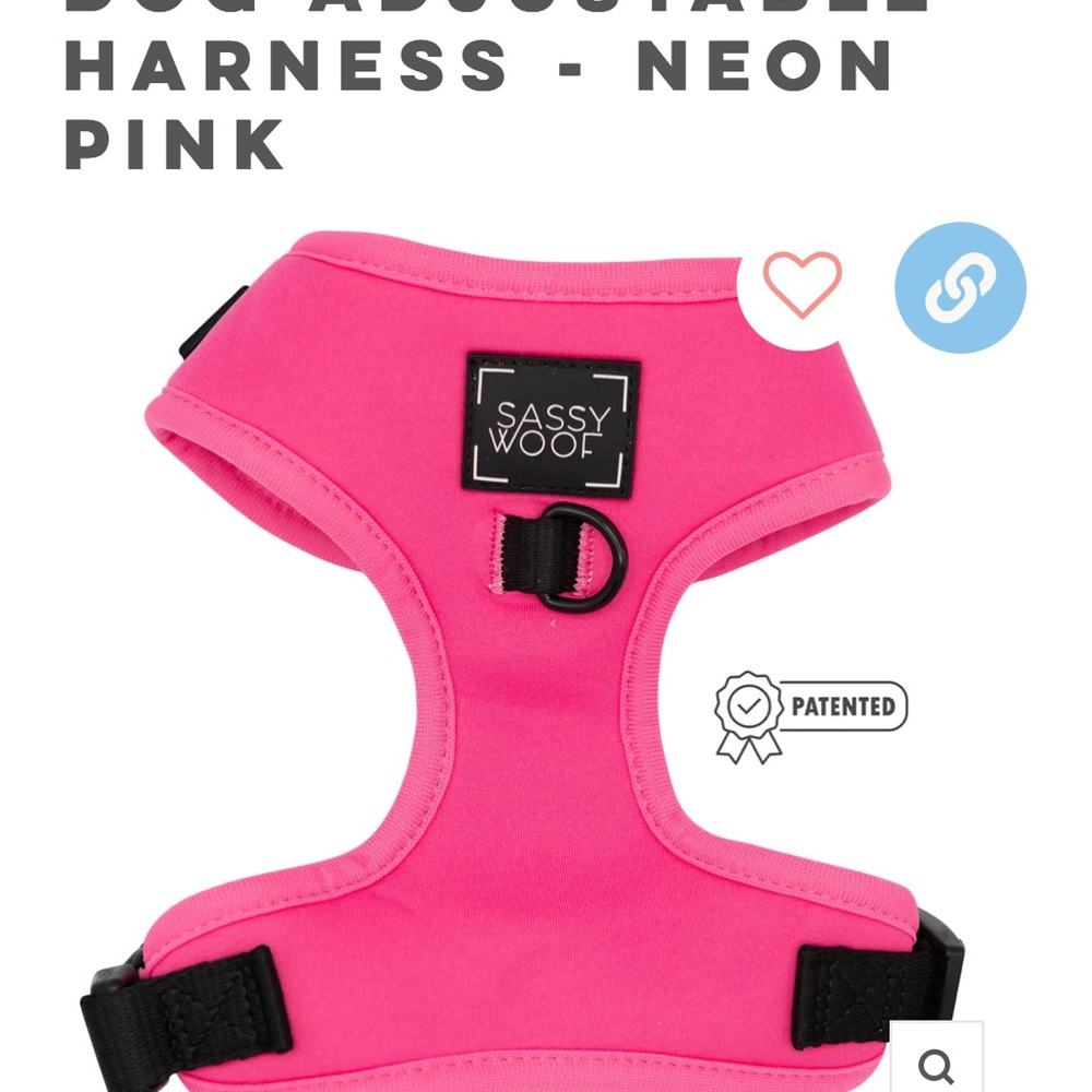 SASSYWOOF NEON PINK HARNESS